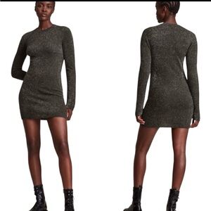 All Saints Sparkle Mini Dress  w/ Silver Lurex, Bodycon, size XS (h8)
